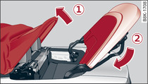 Parte trasera del vehículo: Plegar la tapa del compartimento para la capota